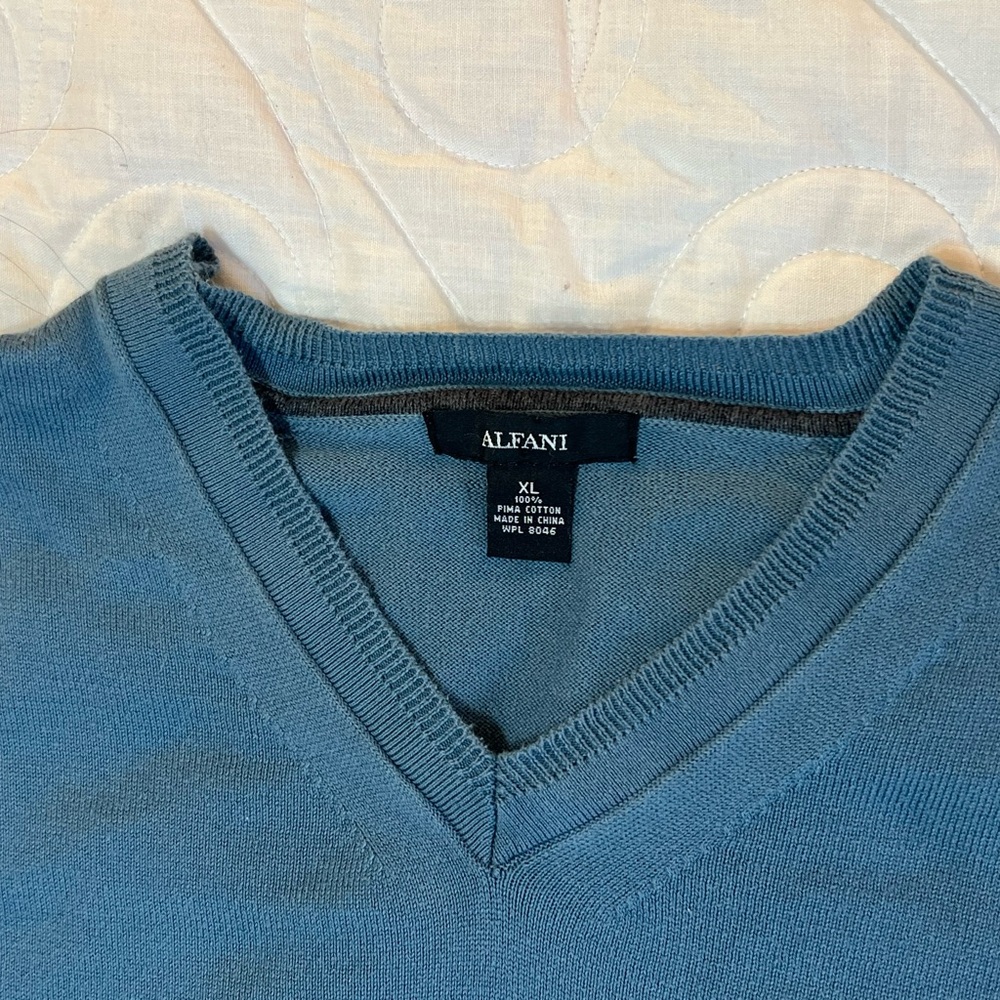 Alfani Men's Teal V-Neck Sweater - Picture 2 of 5